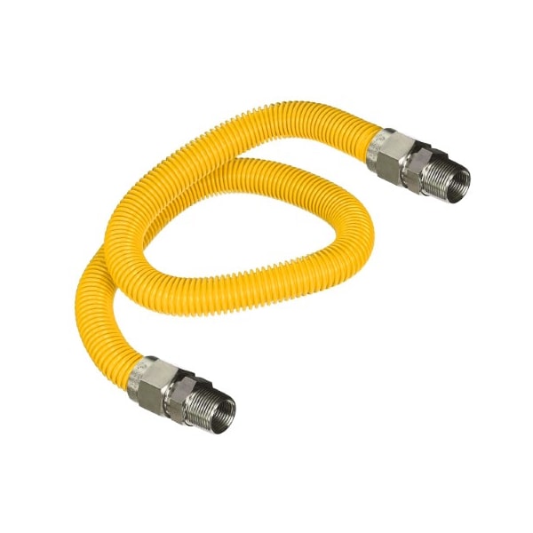 Flextron Gas Line Hose 1/2'' O.D.x48'' Len 1/2"x3/8" MIP Fittings Yellow Coated Stainless Steel Flexible FTGC-YC38-48D - main